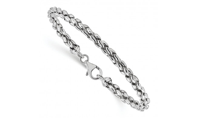 Quality Gold Sterling Silver Rhodium-plated Polished Braided 7.5inch Bracelet - QG4491-7.5