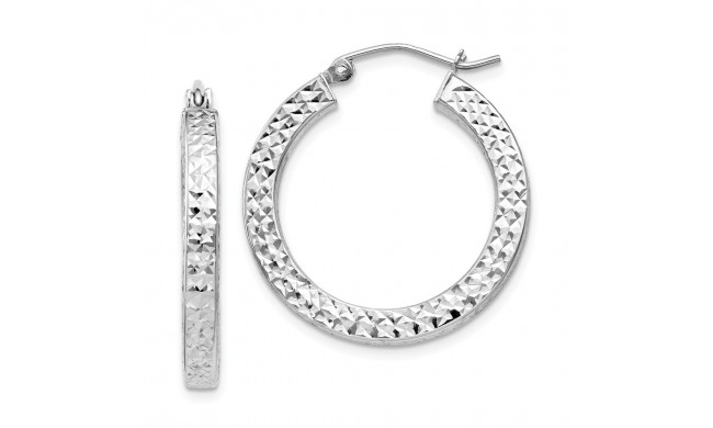 Quality Gold Sterling Silver Rhodium-plated  3x25mm Square Tube Hoop Earrings - QE8134
