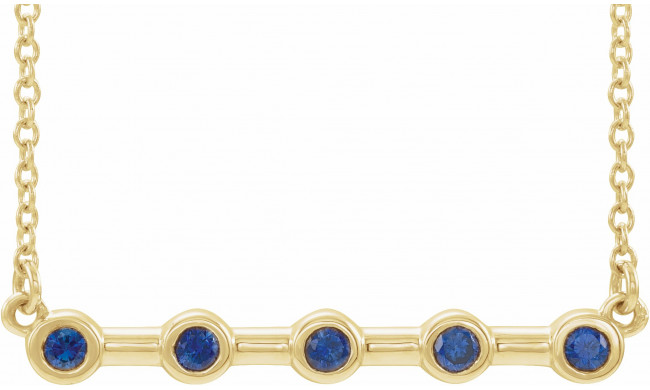 14K Yellow Blue Sapphire Bezel-Set Bar 18 Necklace - 868406136P