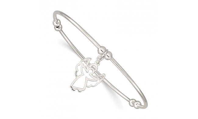 Quality Gold Sterling Silver Bead  Angel Stretch Bangle Bracelet - QB464