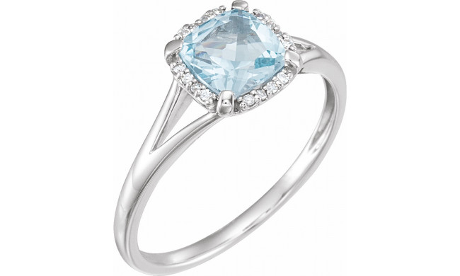 14K White Sky Blue Topaz & .05 CTW Diamond Ring - 65195260012P