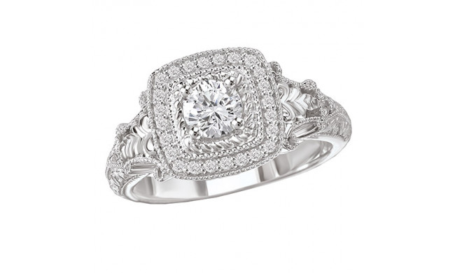 14k White Gold Halo Complete Diamond Engagement Ring