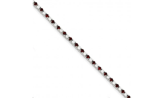 Quality Gold Sterling Silver 7inch Red and White CZ Bracelet - QX439CZ