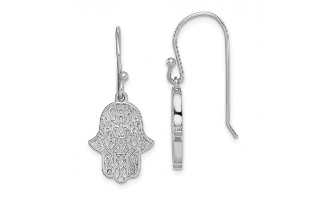 Quality Gold Sterling Silver Rhodium-plated Filigree Hamsa Dangle Hook Earrings - QE15244