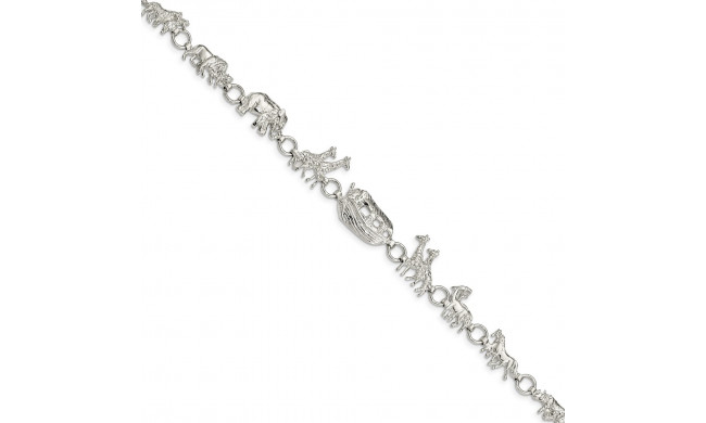 Quality Gold Sterling Silver Noah's Ark Bracelet - QG894-7