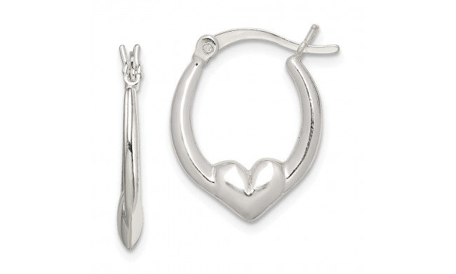 Quality Gold Sterling Silver Heart Hoop Earrings - QE8332