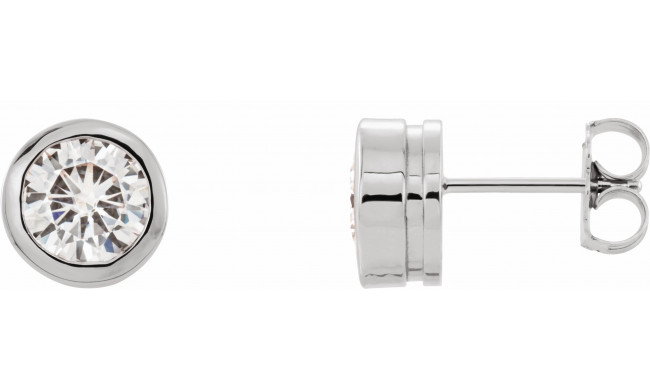 14K White 6.5 mm Round Forever Oneu2122 Moissanite Earrings - 653372623P