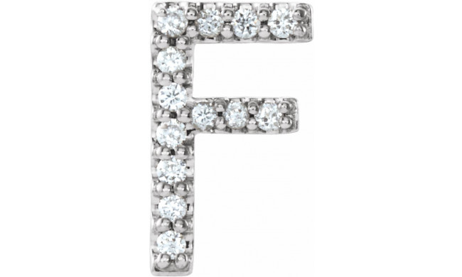 14K White .05 CTW Diamond Single Initial F Earring - 867976025P