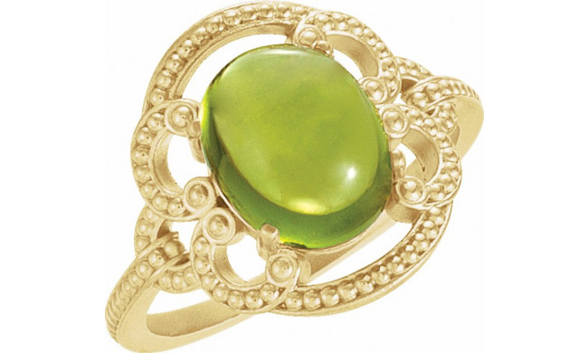 14K Yellow Peridot Granulated Design Ring - 71565108P