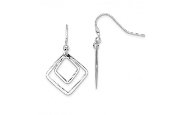 Quality Gold Sterling Silver Rhodium-plated Diamond Shape Dangle Earrings - QE15092