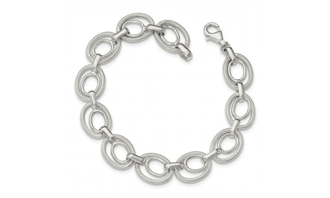 Quality Gold Sterling Silver Polished And Textured Link Bracelet - QG3877-8