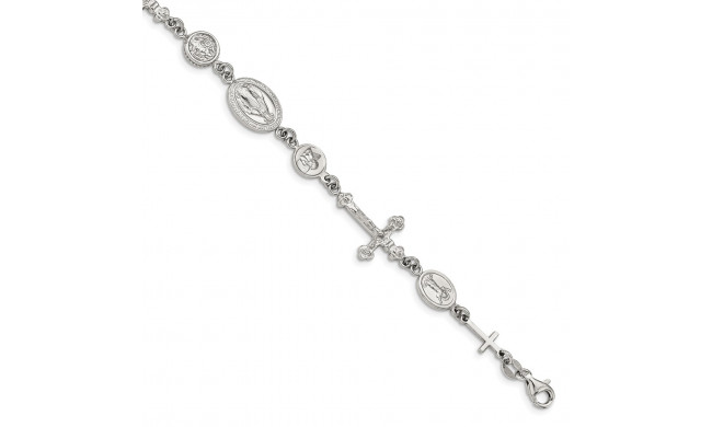 Quality Gold Sterling Silver Religious Charm with 1in ext Bracelet - QG4832-6.5