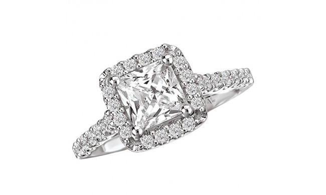 14k White Gold Halo Semi-Mount Diamond Engagement Ring