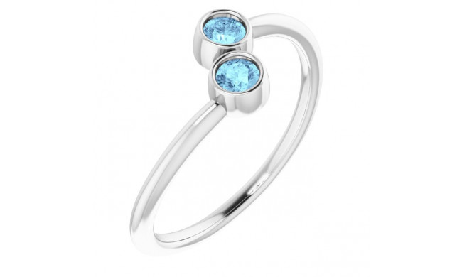 14K White Aquamarine Two-Stone Ring - 7188660006P