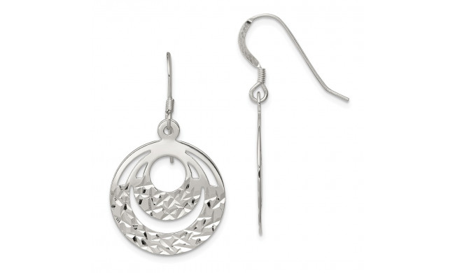 Quality Gold Sterling Silver Diamond Cut Circle Dangle Earrings - QE8992
