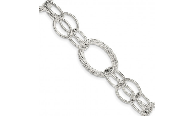 Quality Gold Sterling Silver Polished And Diamond Cut Link Bracelet - QG3747-8