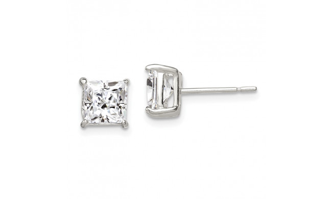 Quality Gold Sterling Silver 6mm Princess Basket Set CZ Stud Earrings - QE3153