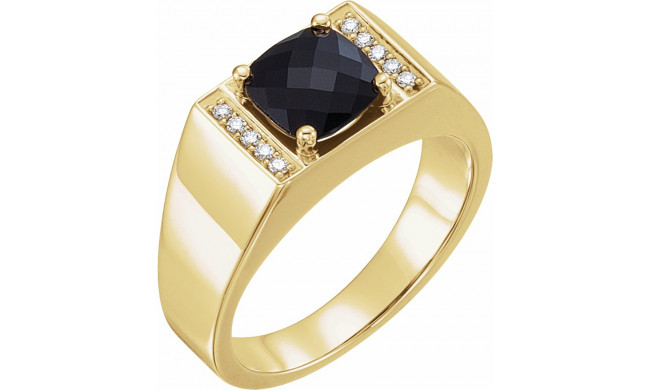 14K Yellow Onyx & 1/10 CTW Diamond Ring - 9838601P