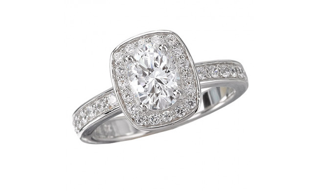 14k White Gold Halo Semi-Mount Diamond Engagement Ring