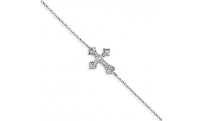 Quality Gold Sterling Silver Rhodium-plated CZ Cross Bracelet - QX931CZ