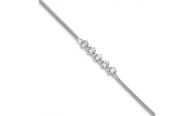 Quality Gold Sterling Silver CZ 7.5in 5-stone Bracelet - QX957CZ