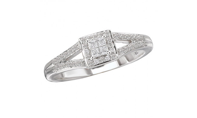 14k White Gold Halo Complete Diamond Engagement Ring