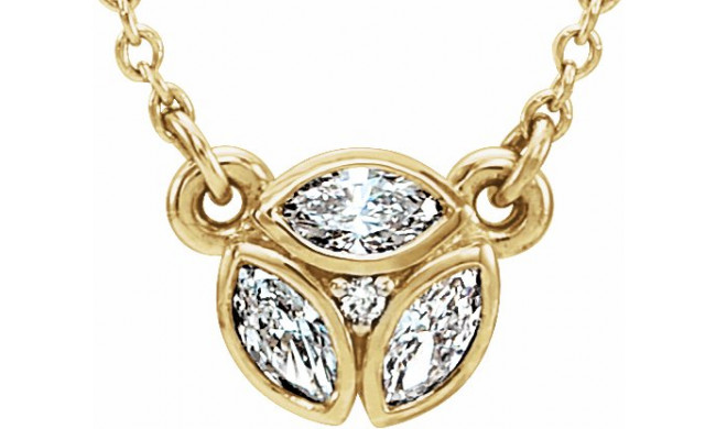 14K Yellow 3-Stone Marquise Diamond 16-18 Necklace - 86444601P