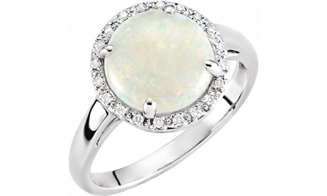 14K White Opal & .07 CTW Diamond Ring - 651451100P