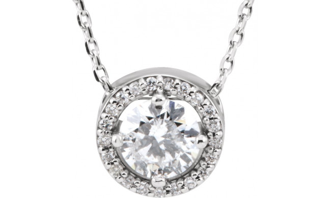 14K White 1/2 CTW Diamond Halo-Style 16 Necklace - 85916107P