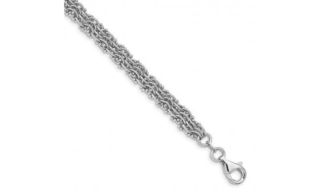 Quality Gold Sterling Silver Rhodium-plated Fancy Woven Bracelet - QG4846-7.5