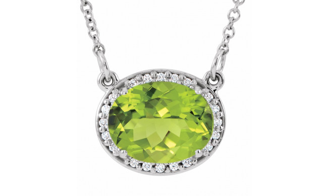 14K White Peridot &.05 CTW Diamond 16.5 Necklace - 8590370018P