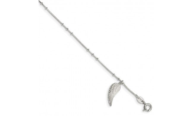 Quality Gold Sterling Silver Polished Wing Dangle Anklet - QG4210-9