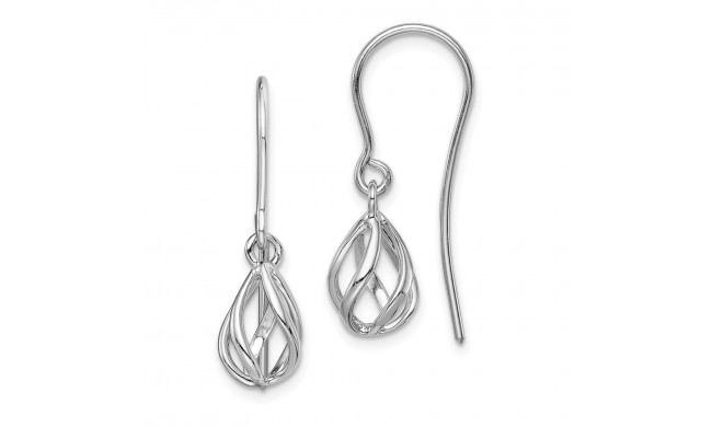 Quality Gold Sterling Silver Rhodium-plated Polished Teardrop Cage Dangle Earrings - QE15331