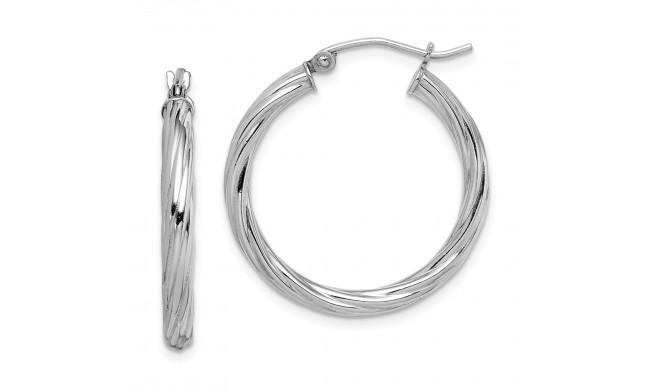 Quality Gold Sterling Silver Rhodium-plated 2.7x25mm Twisted Hoop Earrings - QE8357