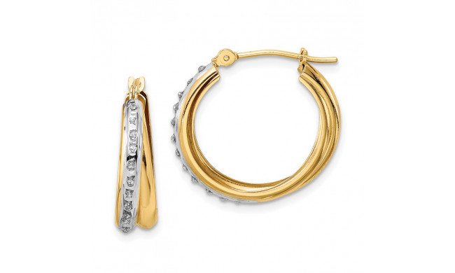 Quality Gold 14k Two Tone Diamond Fascination Double Hoop Earrings - DF332