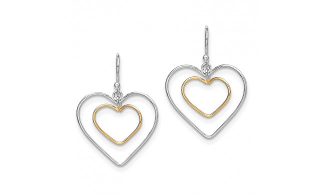 Quality Gold Sterling Silver Gold-Plated Double Heart Wire Dangle Earrings - QE7243