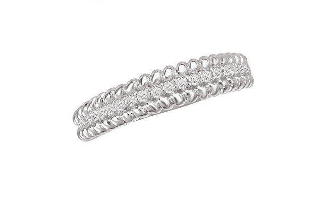 La Vie 14k White Gold Twisted Rope Diamond Wedding Band