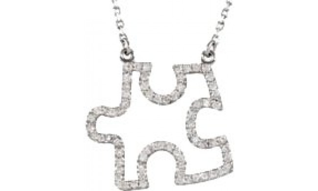 14K White 1/4 CTW Diamond Puzzle Piece 16.25 Necklace - 6806384803P