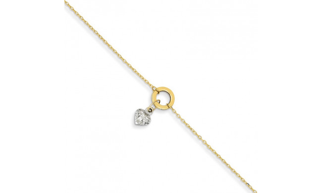 Quality Gold 14k Gold Two Tone Puff Heart Anklet - ANK243-9