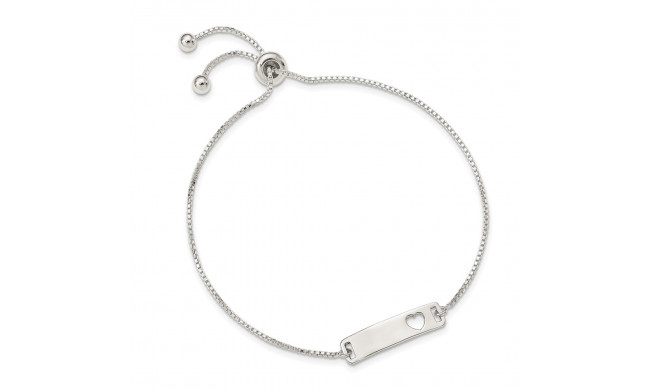 Quality Gold Sterling Silver Polished Bar   Heart Adjustable Bracelet - QG4765