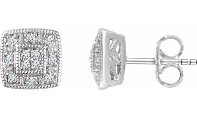 14K White 1/10 CTW Diamond Cluster Earrings - 65294560002P
