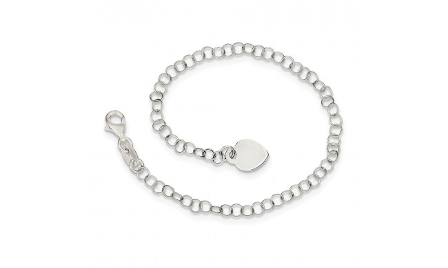 Quality Gold Sterling Silver Heart Charm Childs Bracelet - QG1450-6