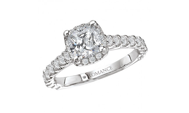 Romance 18k White Gold Halo Semi-Mount Diamond Engagement Ring