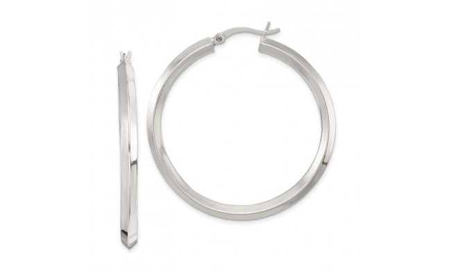 Quality Gold Sterling Silver 40mm Knife Edge Hoop Earrings - QE6502