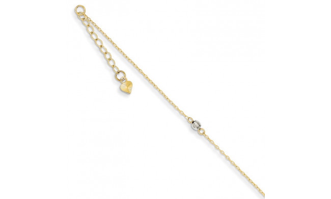 Quality Gold 14k Two Tone Mirror Bead Anklet - ANK185-9