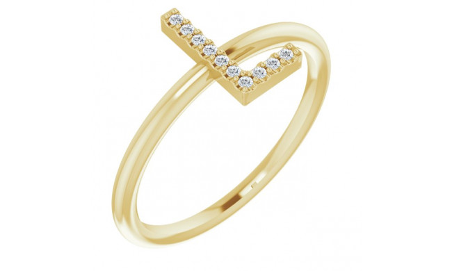 14K Yellow .05 CTW Diamond Initial L Ring - 1238346056P