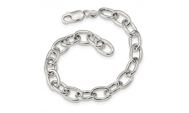 Quality Gold Sterling Silver Open Link 8.50mm Bracelet - QG3358-7.5