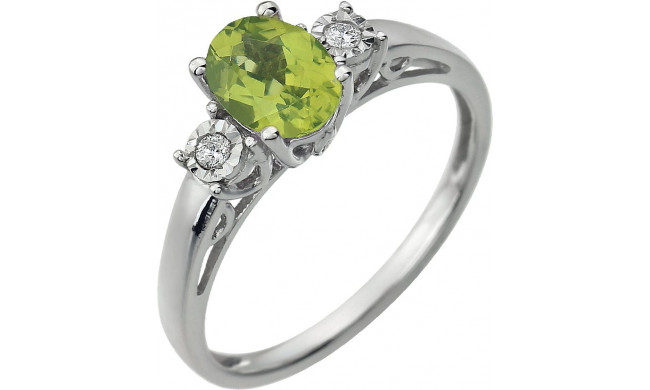 14K White Peridot & .04 CTW Diamond Ring - 651544100P