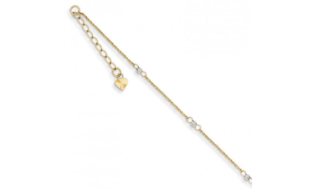 Quality Gold 14k Two Tone Ropa Mirror Bead  Anklet - ANK265-9