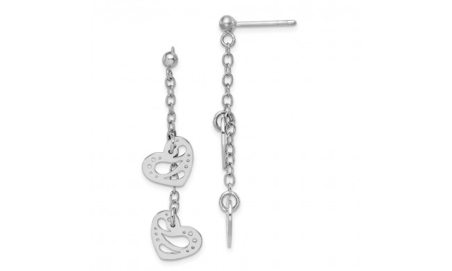 Quality Gold Sterling Silver Rhodium-plated Hearts Dangle Post Earring - QE15042